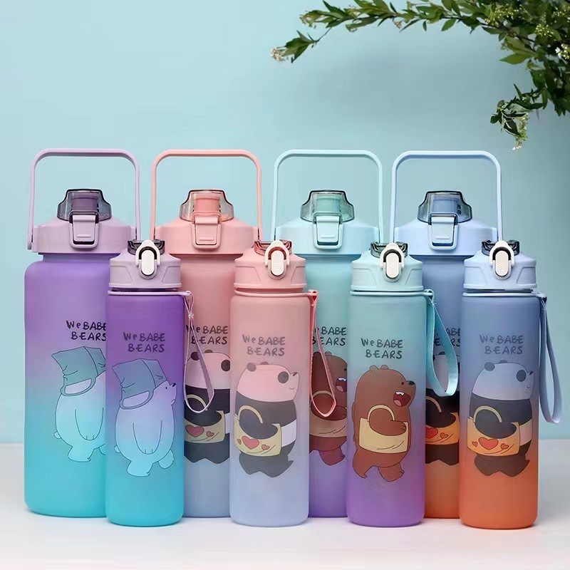 Set de botellas de agua con degradado, 2000 ml + 800 ml