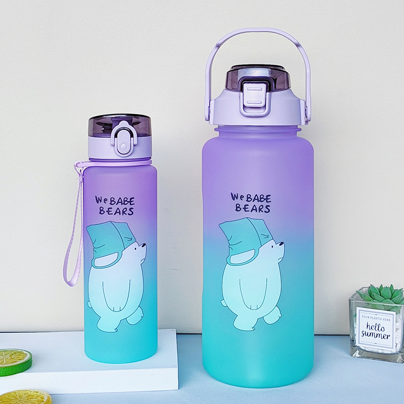 Set de botellas de agua con degradado, 2000 ml + 800 ml