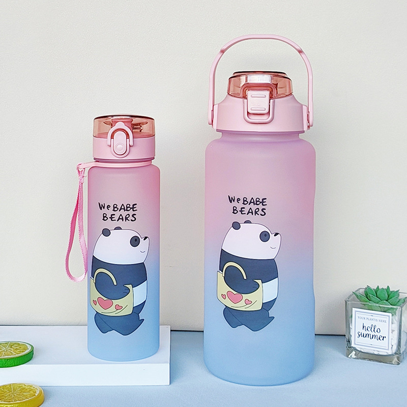 Set de botellas de agua con degradado, 2000 ml + 800 ml