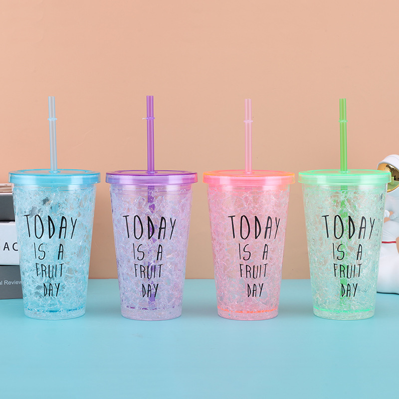 450 ml Vaso de plástico con pajita