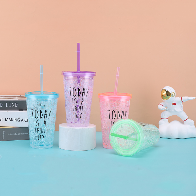 450 ml Vaso de plástico con pajita