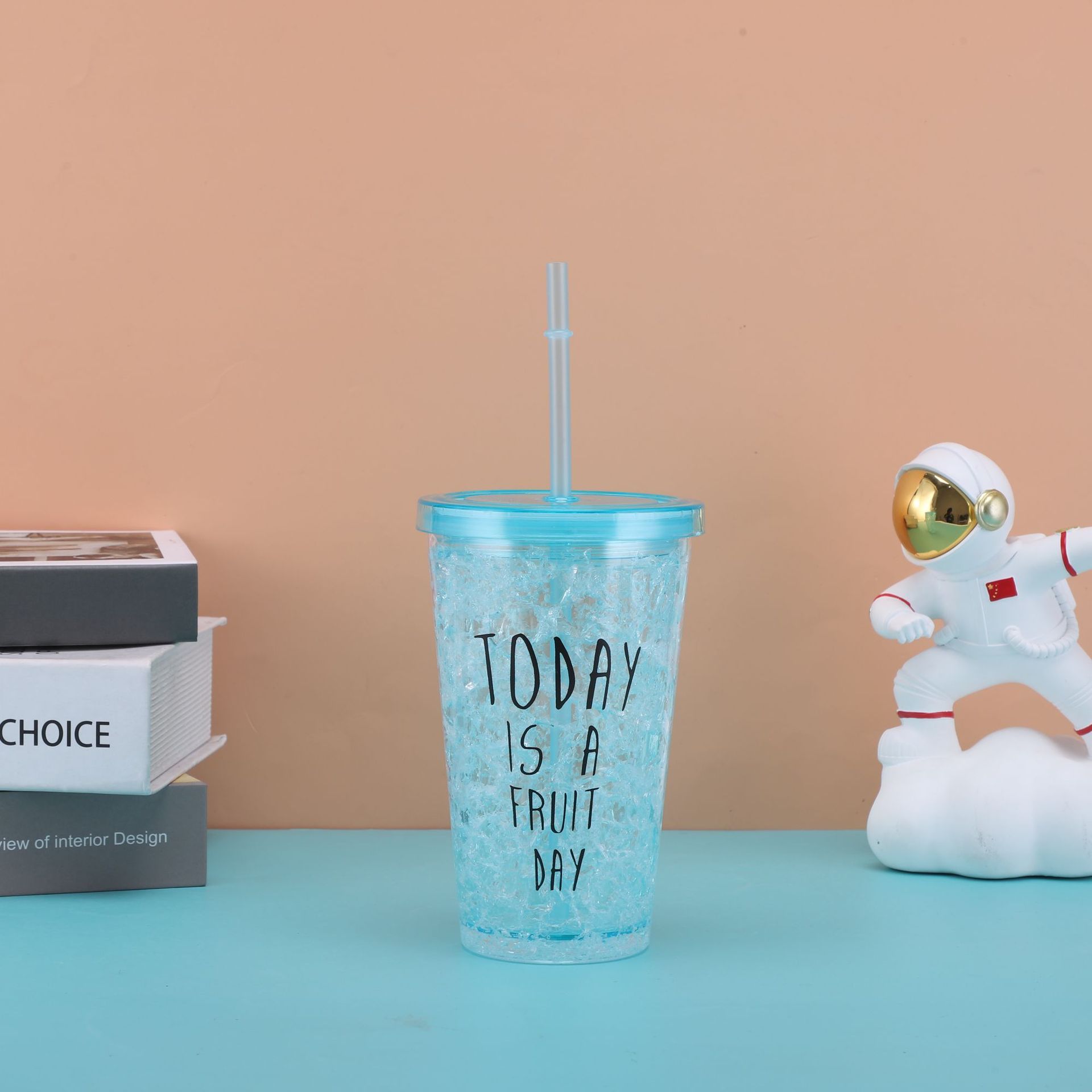 450 ml Vaso de plástico con pajita