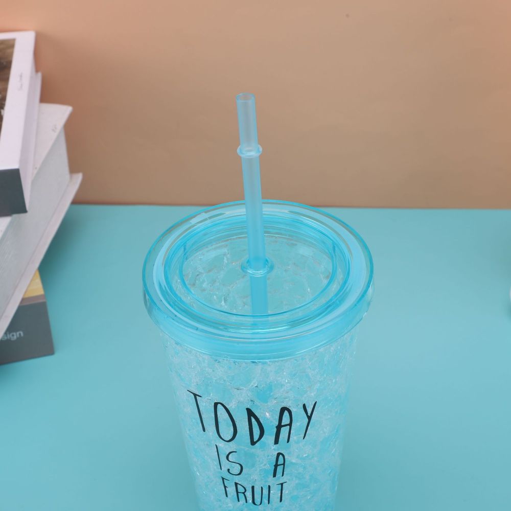450 ml Vaso de plástico con pajita