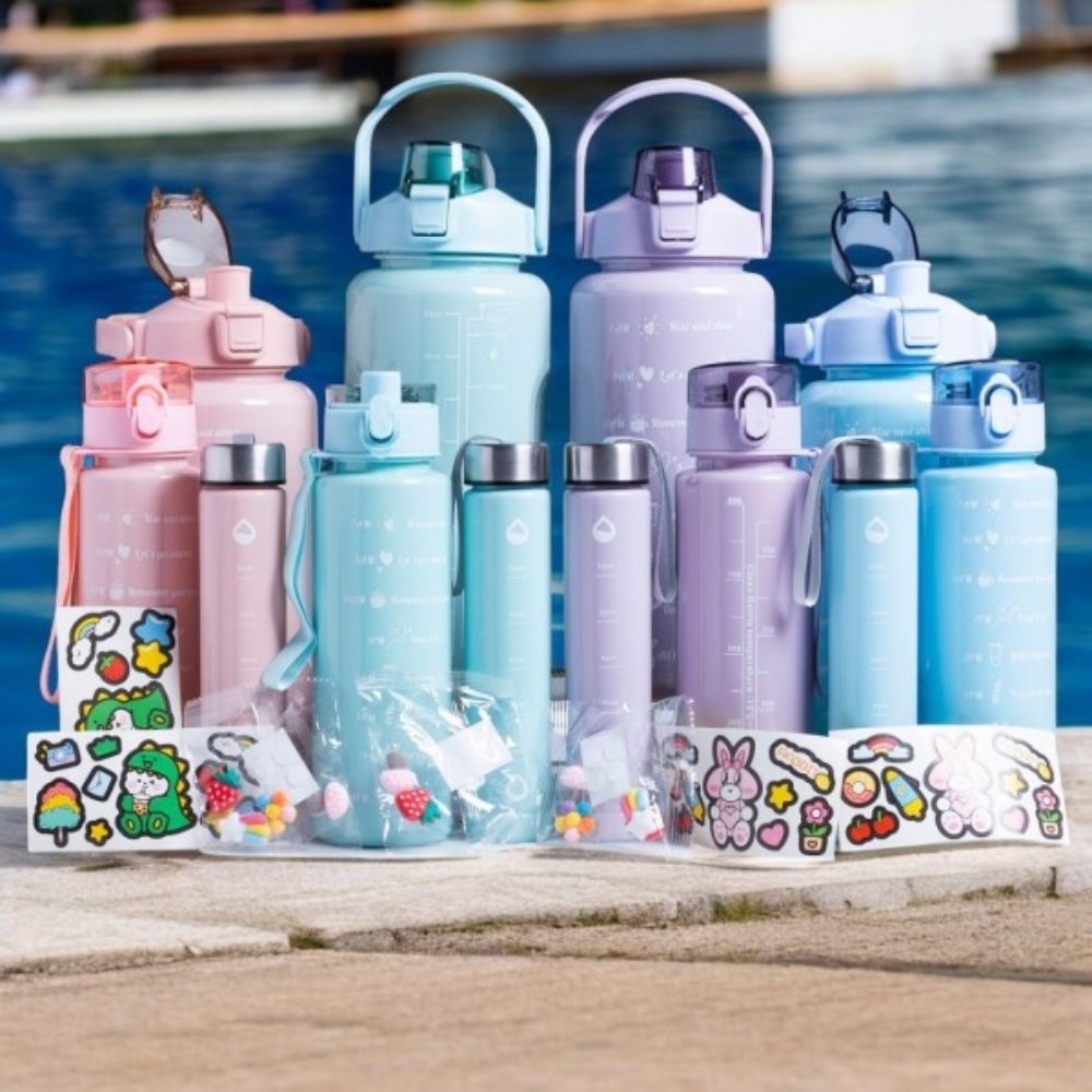 2000 ml + 800 ml + 280 ml,Juego de tres botellas de agua