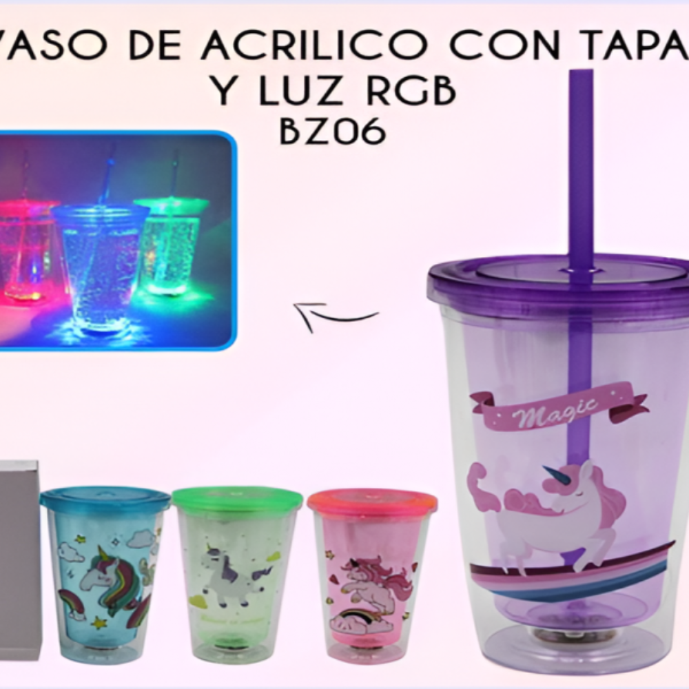 Vaso Unicornio con luz LED, 450 ml