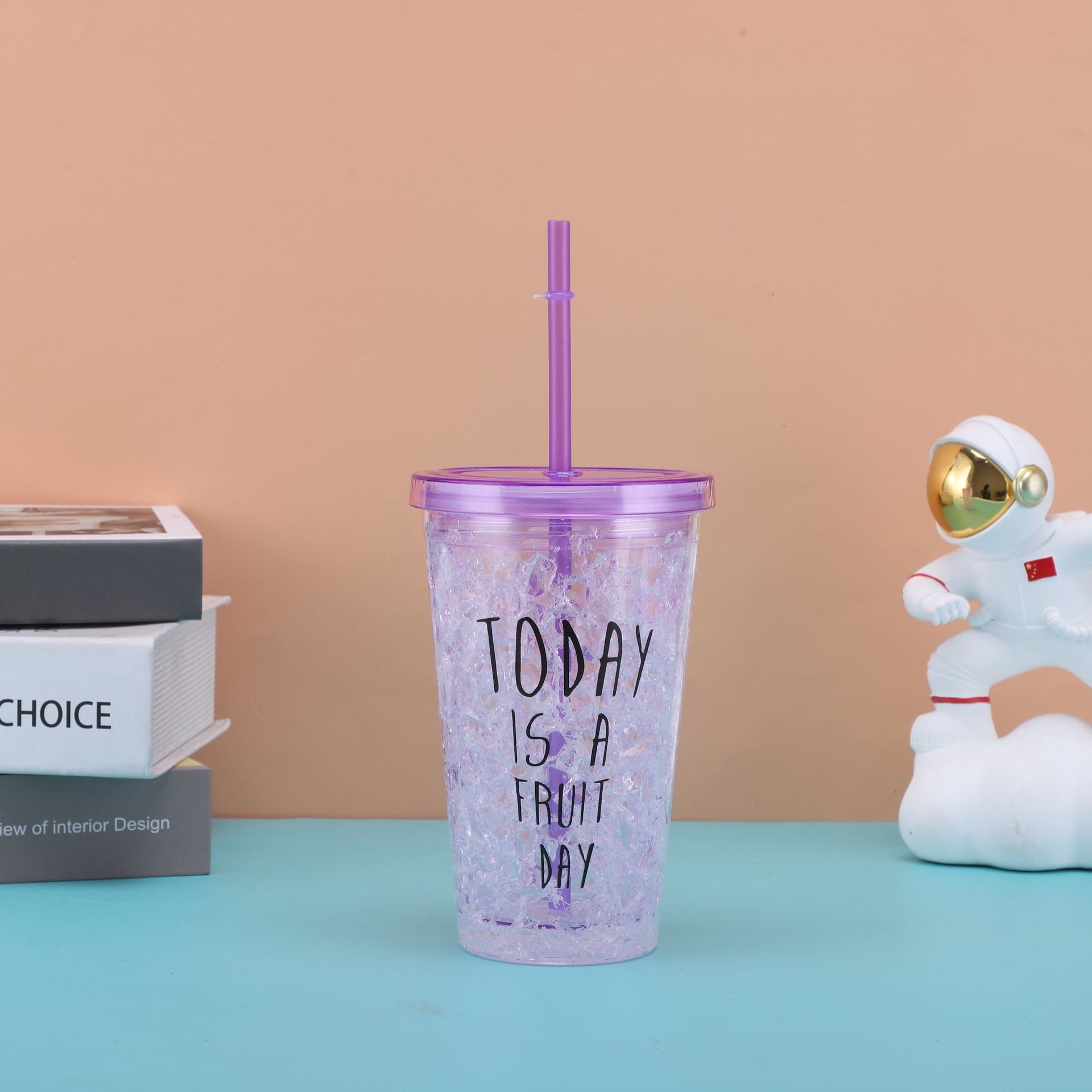 450 ml Vaso de plástico con pajita