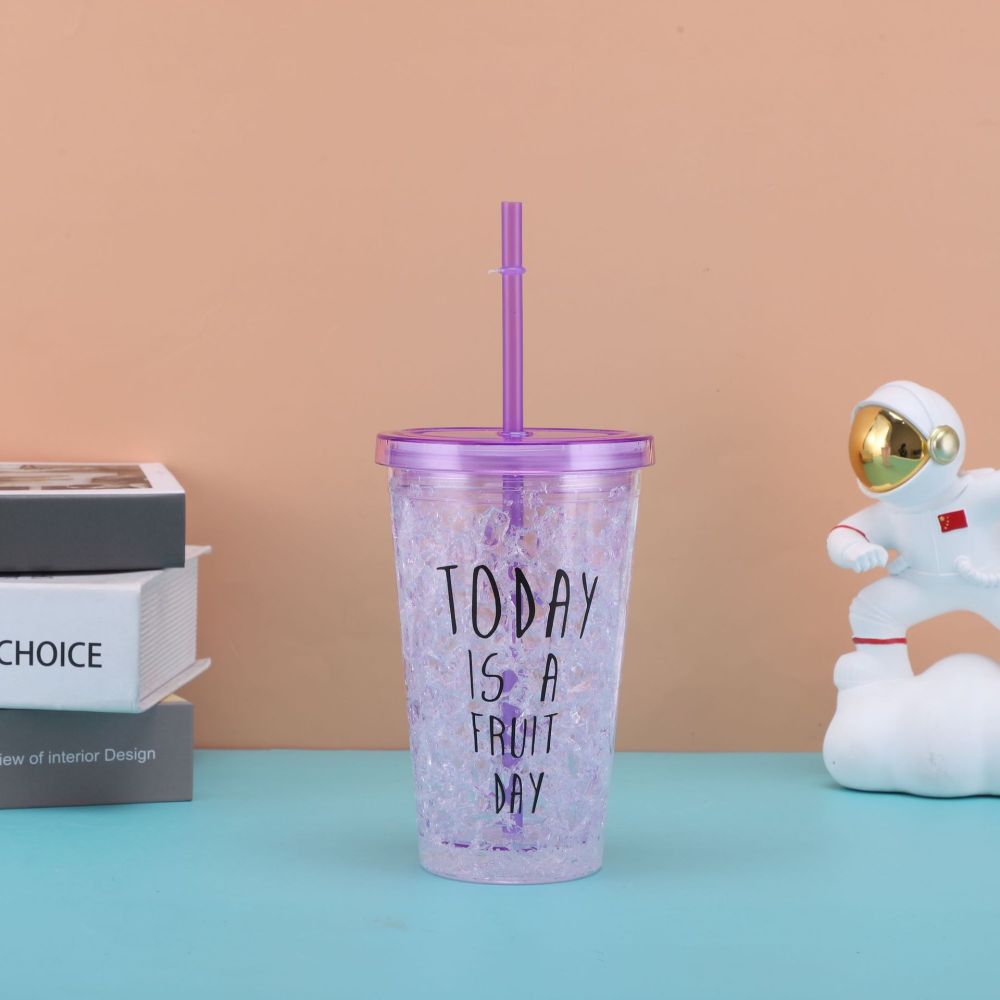 450 ml Vaso de plástico con pajita