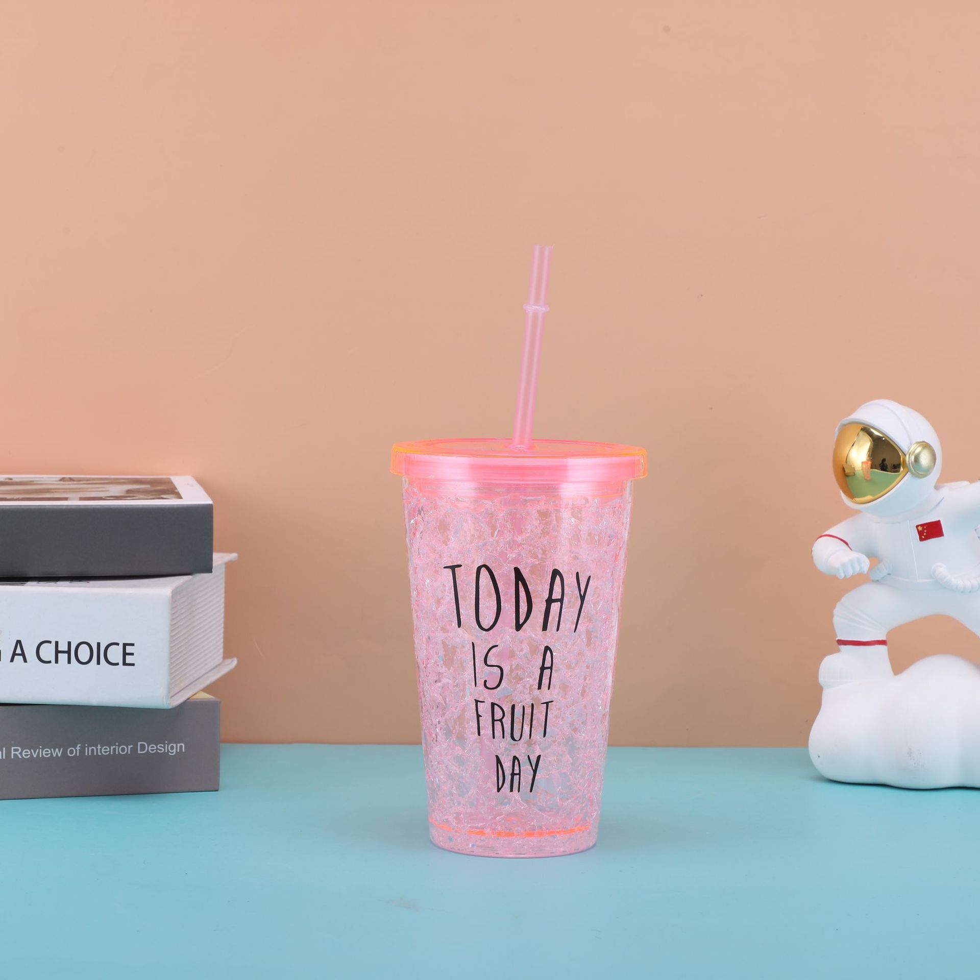 450 ml Vaso de plástico con pajita