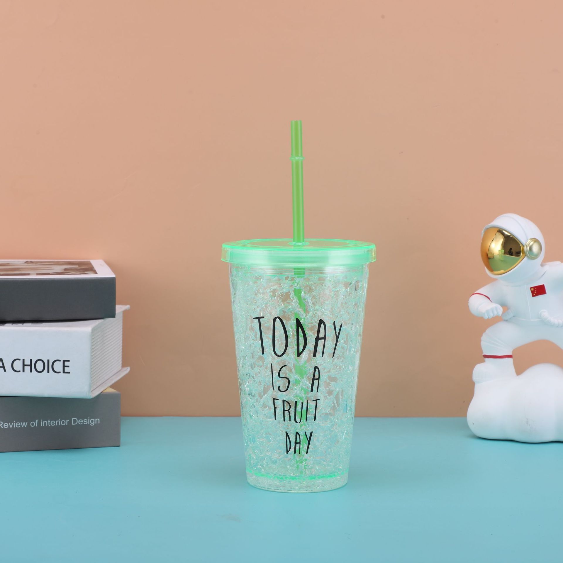 450 ml Vaso de plástico con pajita