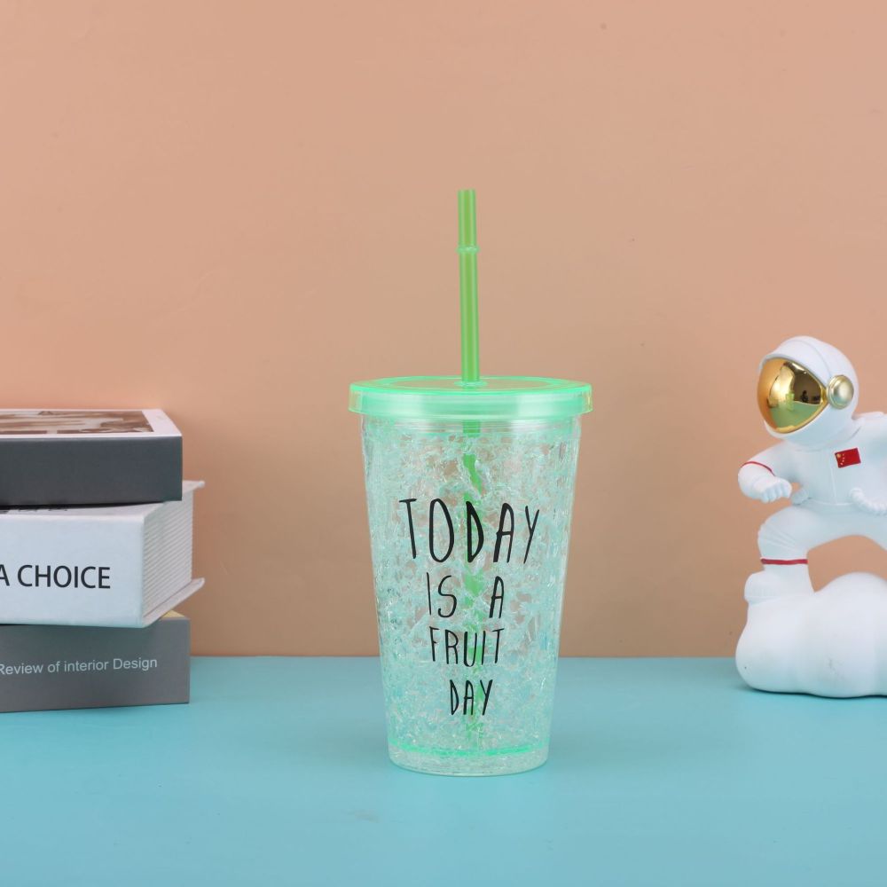 450 ml Vaso de plástico con pajita