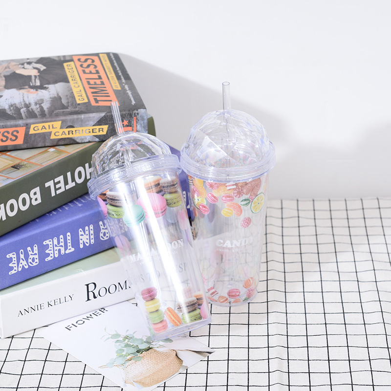Vaso de agua de plástico transparente de 450 ml, reutilizable