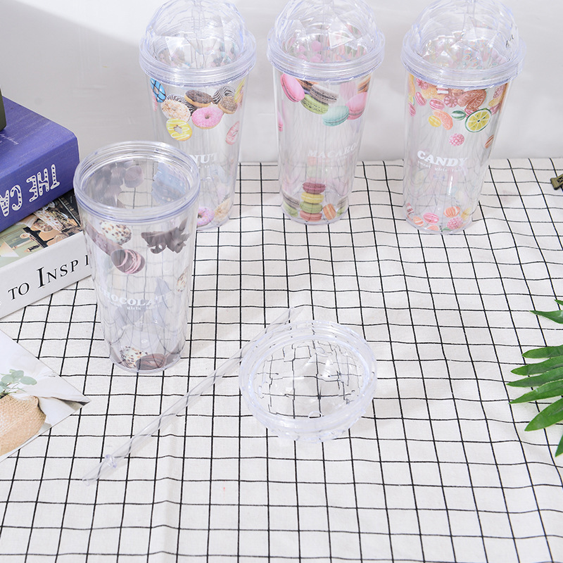 Vaso de agua de plástico transparente de 450 ml, reutilizable
