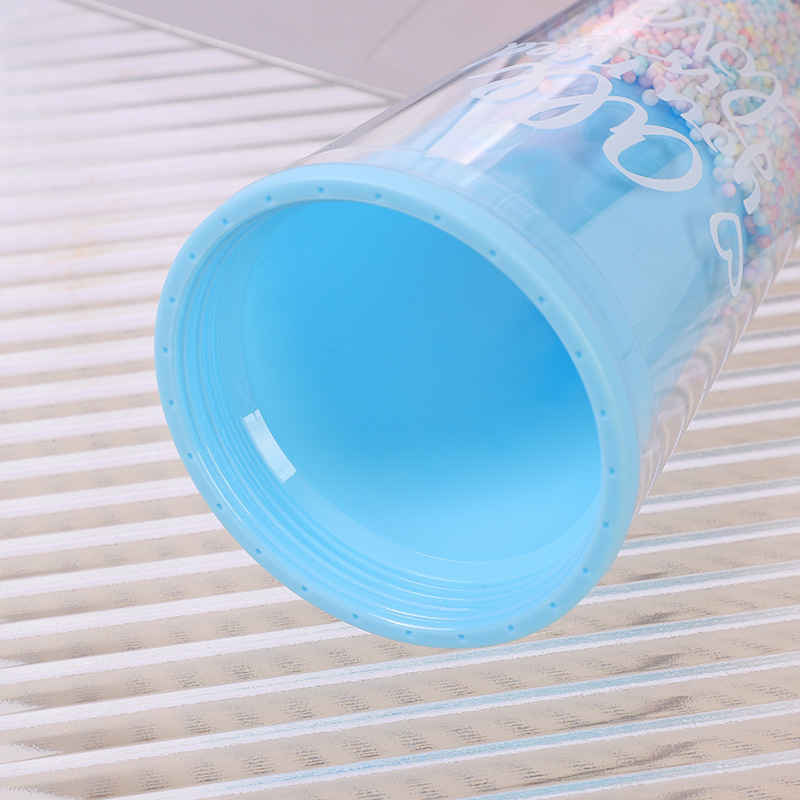 Copa de plástico de doble pared con pitillo de 450 ml
