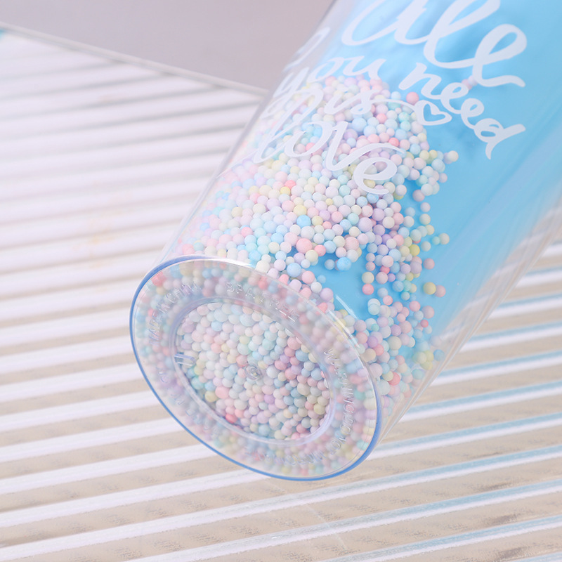 Copa de plástico de doble pared con pitillo de 450 ml