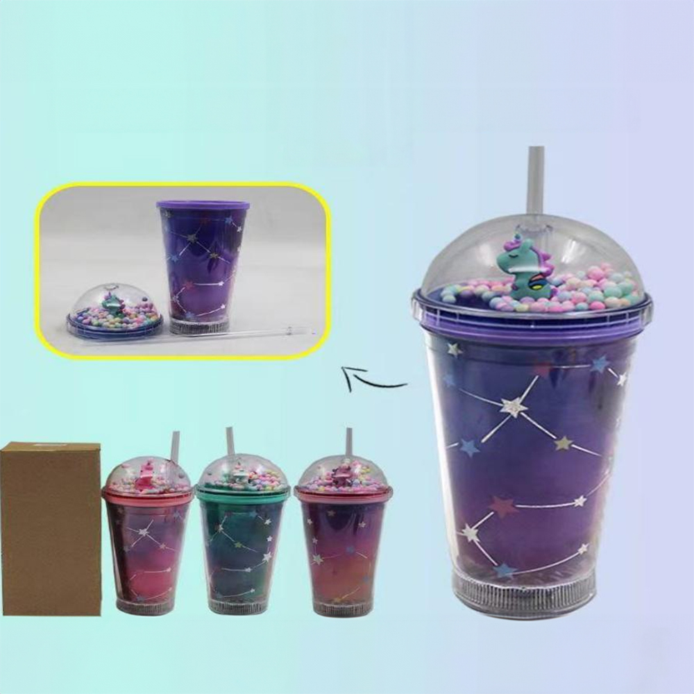 Vaso de agua de plástico reutilizable con dibujos animados de 450 ml