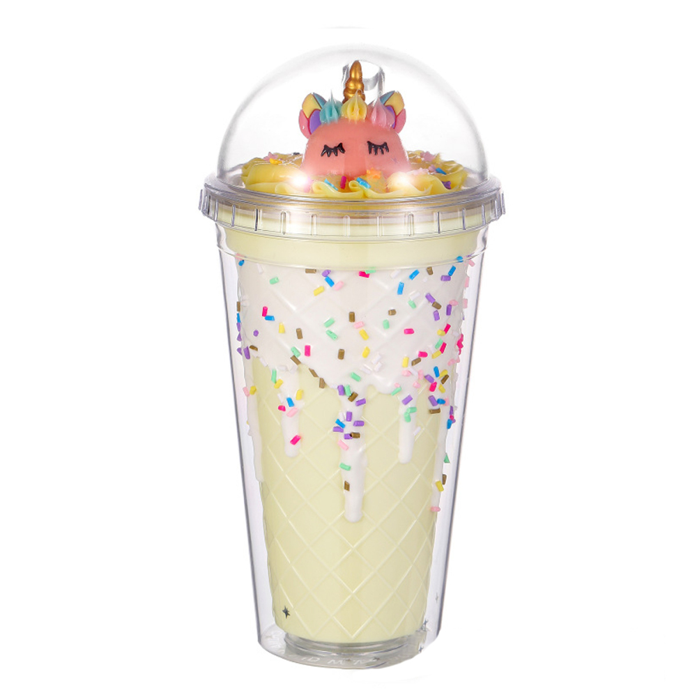 Vaso de plástico de 430 ml para bebidas frías con pajita y tapa
