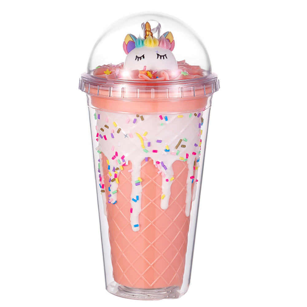 Vaso de plástico de 430 ml para bebidas frías con pajita y tapa