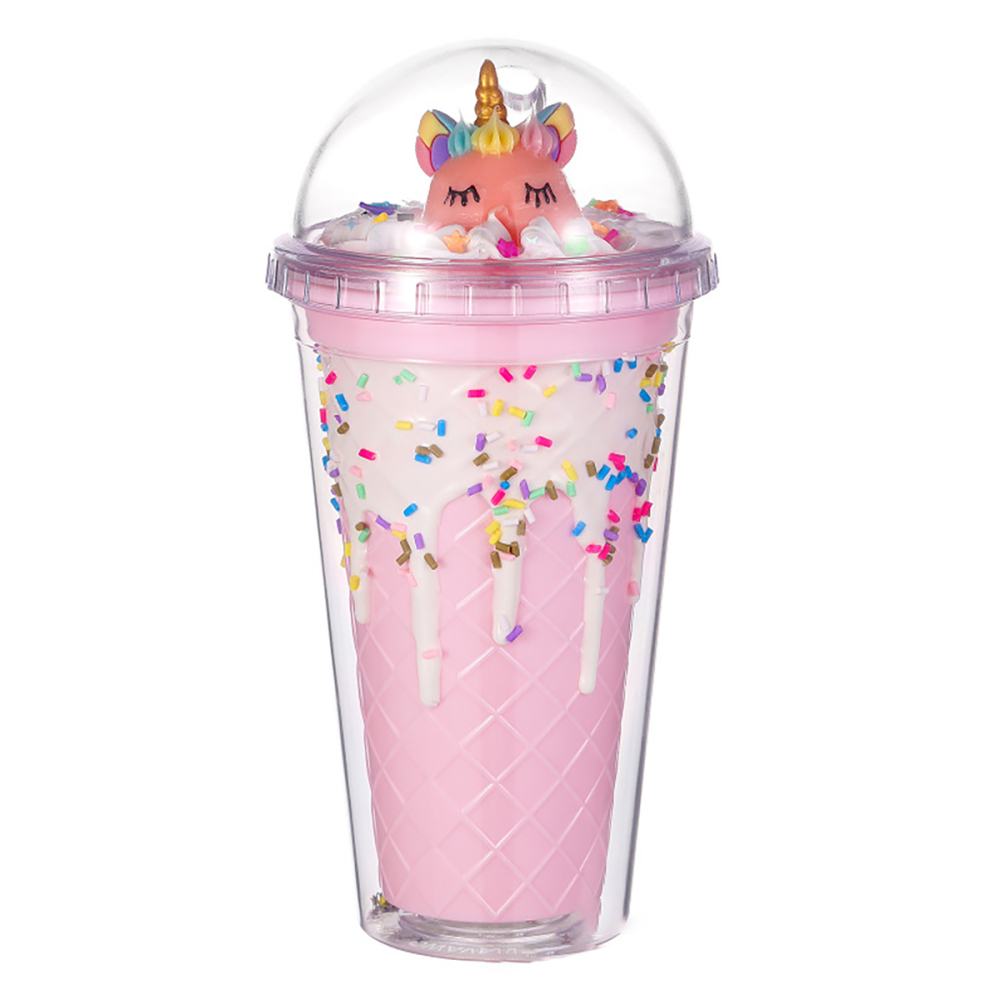 Vaso de plástico de 430 ml para bebidas frías con pajita y tapa
