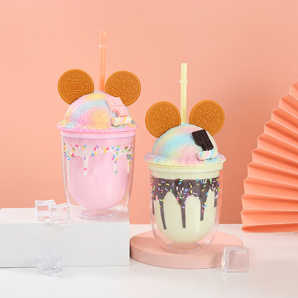Taza de agua linda de doble capa para helado de 430ml