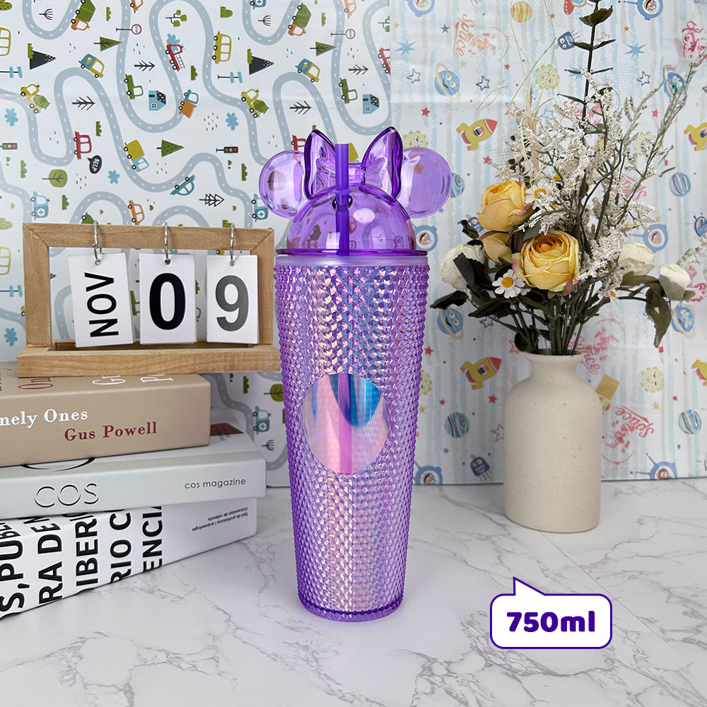 Vaso con pajita de dibujos animados de 750 ml