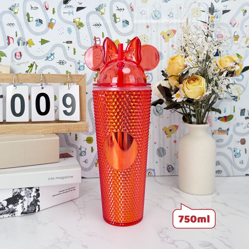 Vaso con pajita de dibujos animados de 750 ml