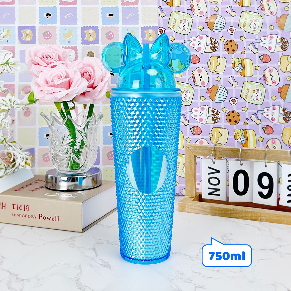Vaso con pajita de dibujos animados de 750 ml