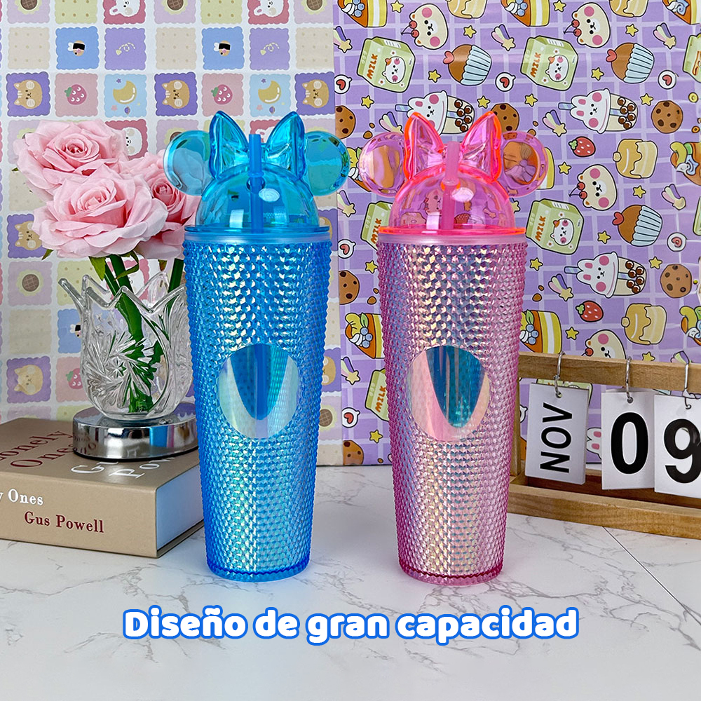Vaso con pajita de dibujos animados de 750 ml