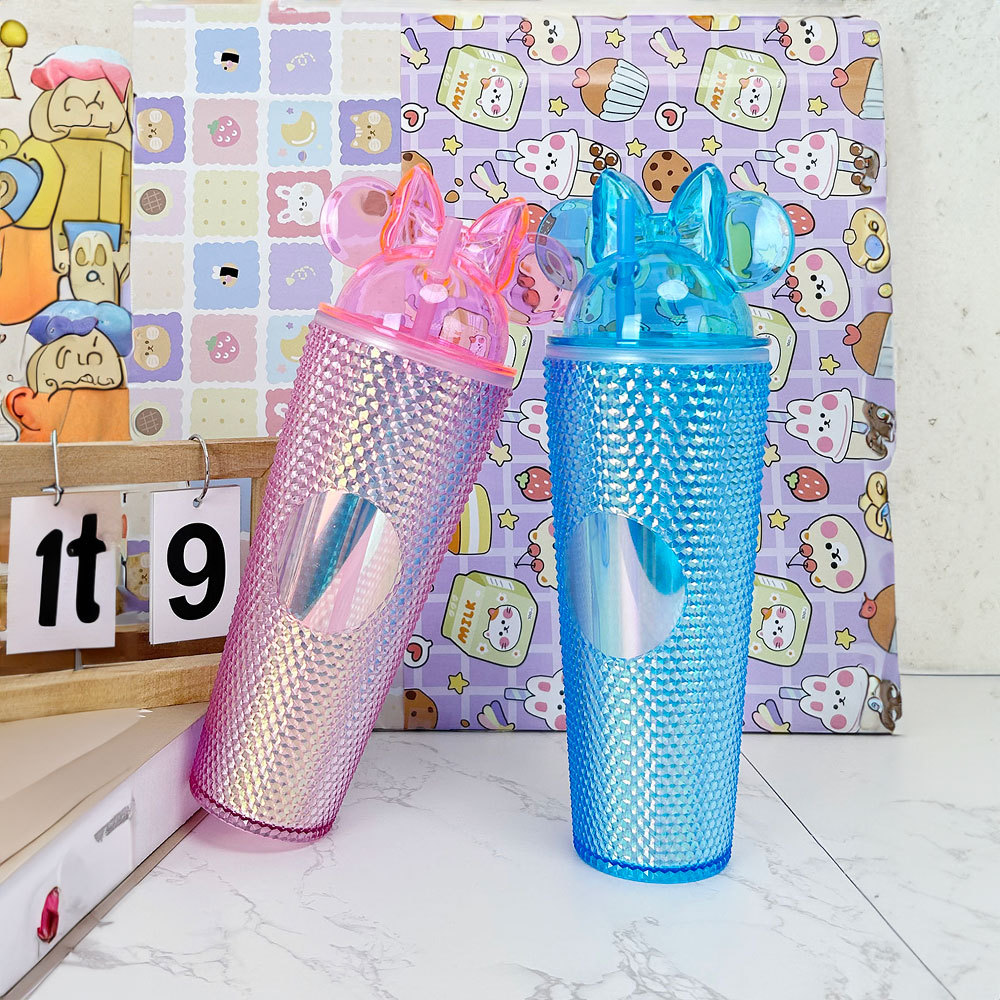 Vaso con pajita de dibujos animados de 750 ml