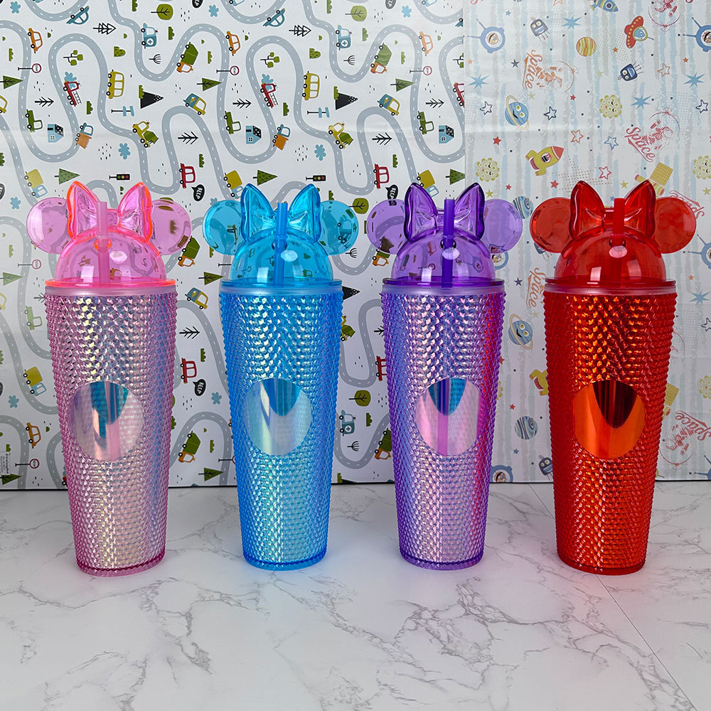 Vaso con pajita de dibujos animados de 750 ml