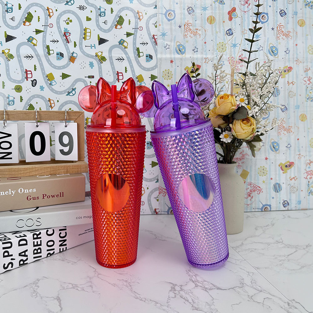 Vaso con pajita de dibujos animados de 750 ml