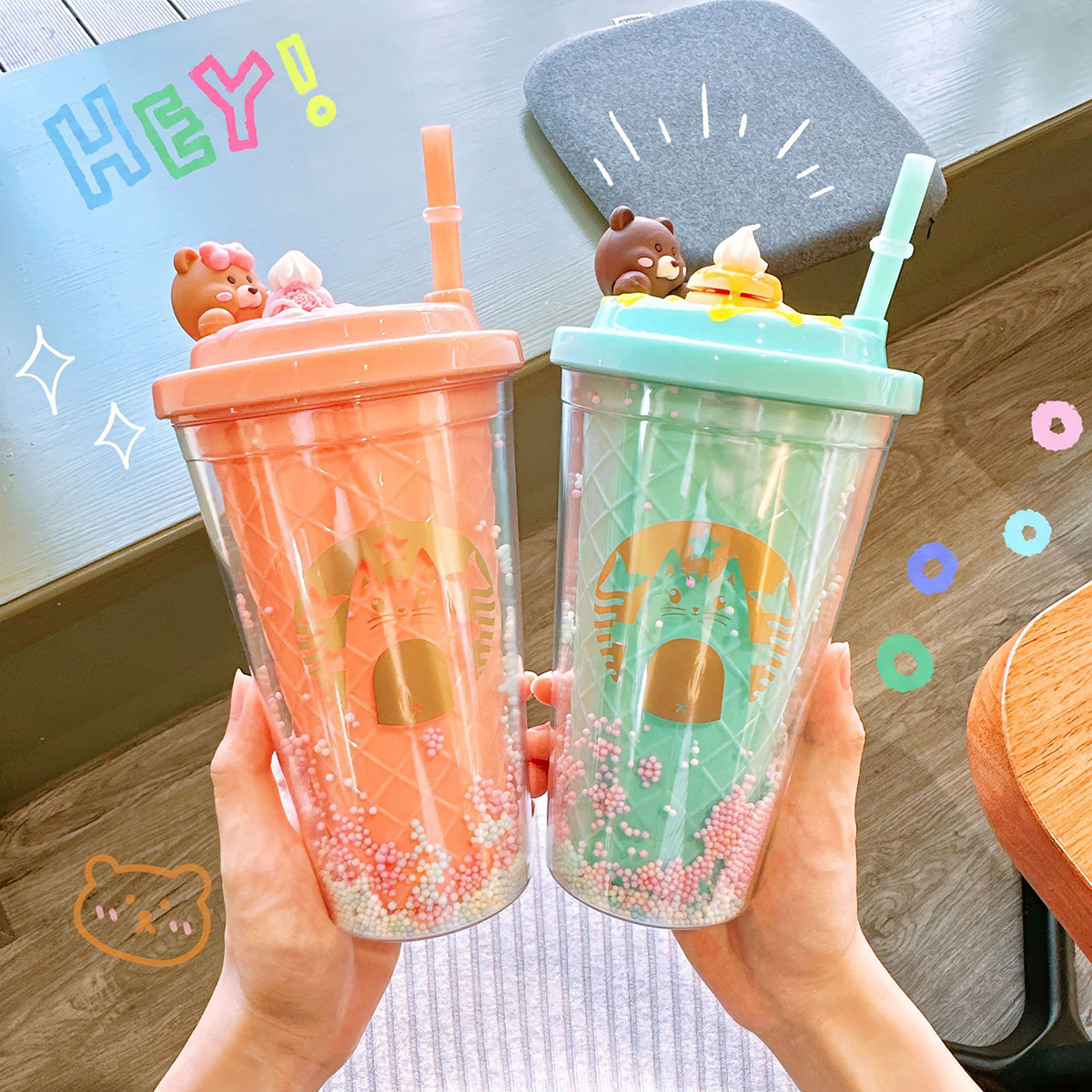 Vaso de plástico de doble capa de 430 ml