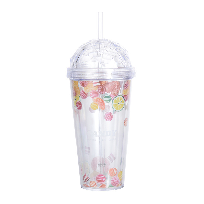Vaso de agua de plástico transparente de 450 ml, reutilizable