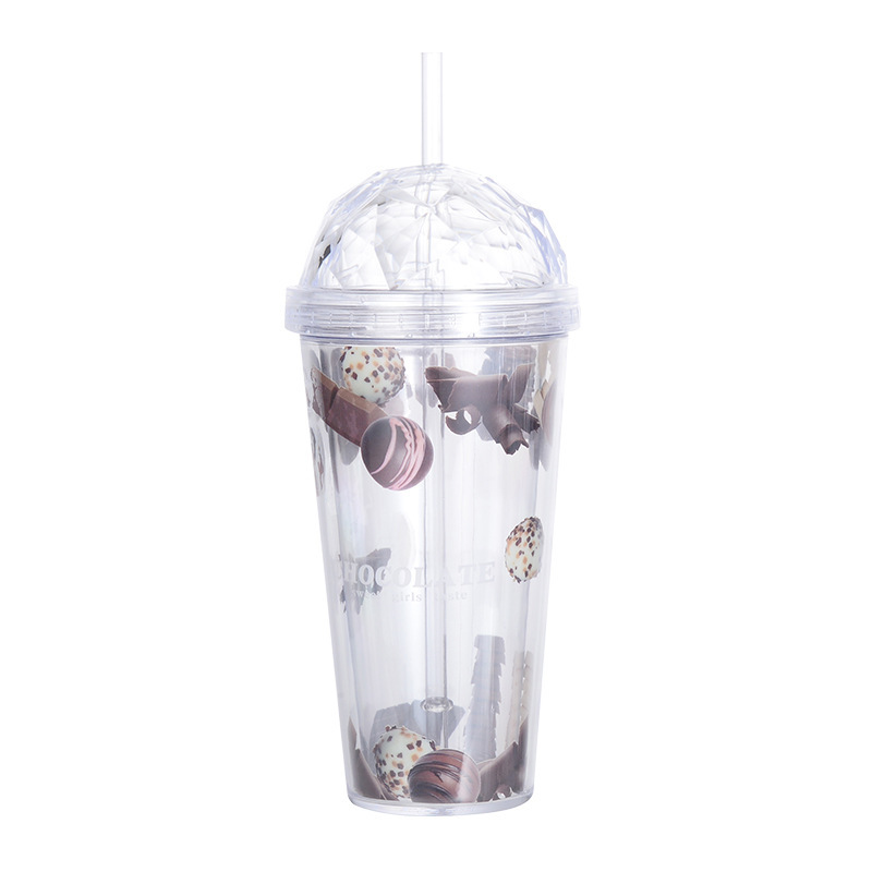 Vaso de agua de plástico transparente de 450 ml, reutilizable