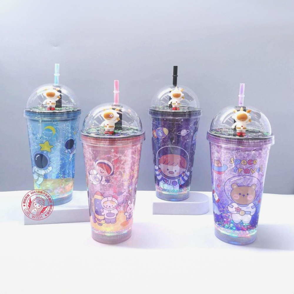 Vaso de agua de plástico con dibujos animados de 500 ml