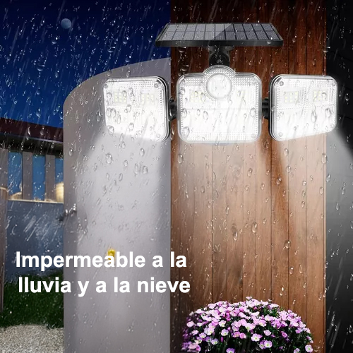 Lámpara de pared solar.Cuentas de lámpara de 108 LED, capacidad de la batería: 2400 mah, ángulo de haz ajustable, detección inteligente del cuerpo humano, tres modos para elegir, a prueba de lluvia y nieve, carga solar, diseño con abertura, Se puede contr