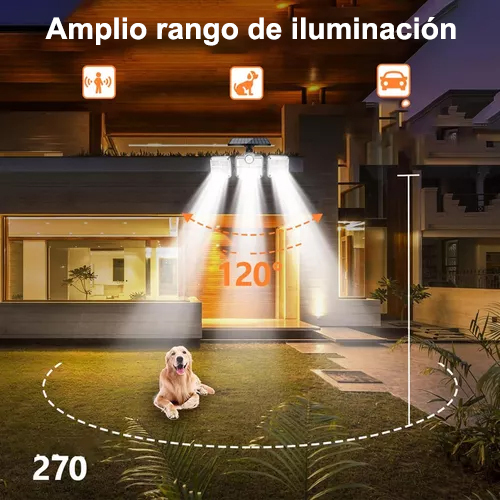 Lámpara de pared solar.Cuentas de lámpara de 108 LED, capacidad de la batería: 2400 mah, ángulo de haz ajustable, detección inteligente del cuerpo humano, tres modos para elegir, a prueba de lluvia y nieve, carga solar, diseño con abertura, Se puede contr