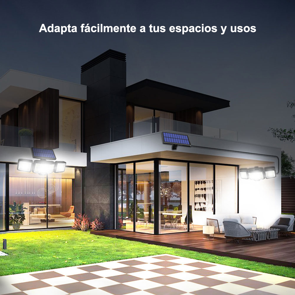 Luz LED con sensor solar, luz solar para exteriores, luz de pared para iluminación de caminos con sensor de movimiento, luz impermeable para jardín y patio, para escaleras y garaje.