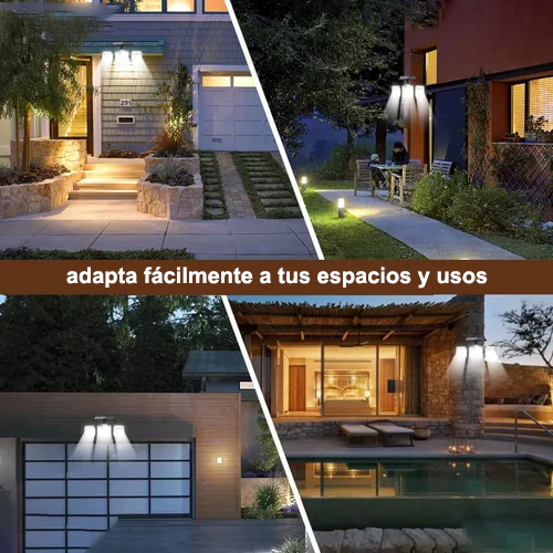 Luz LED con sensor solar, luz solar para exteriores, luz de pared para iluminación de caminos con sensor de movimiento, luz impermeable para jardín y patio, para escaleras y garaje.