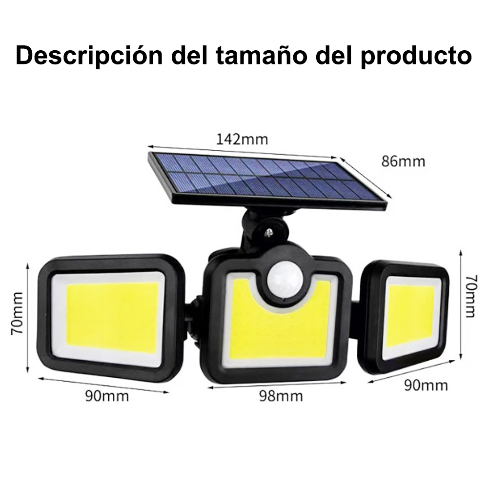 Luz LED con sensor solar, luz solar para exteriores, luz de pared para iluminación de caminos con sensor de movimiento, luz impermeable para jardín y patio, para escaleras y garaje.