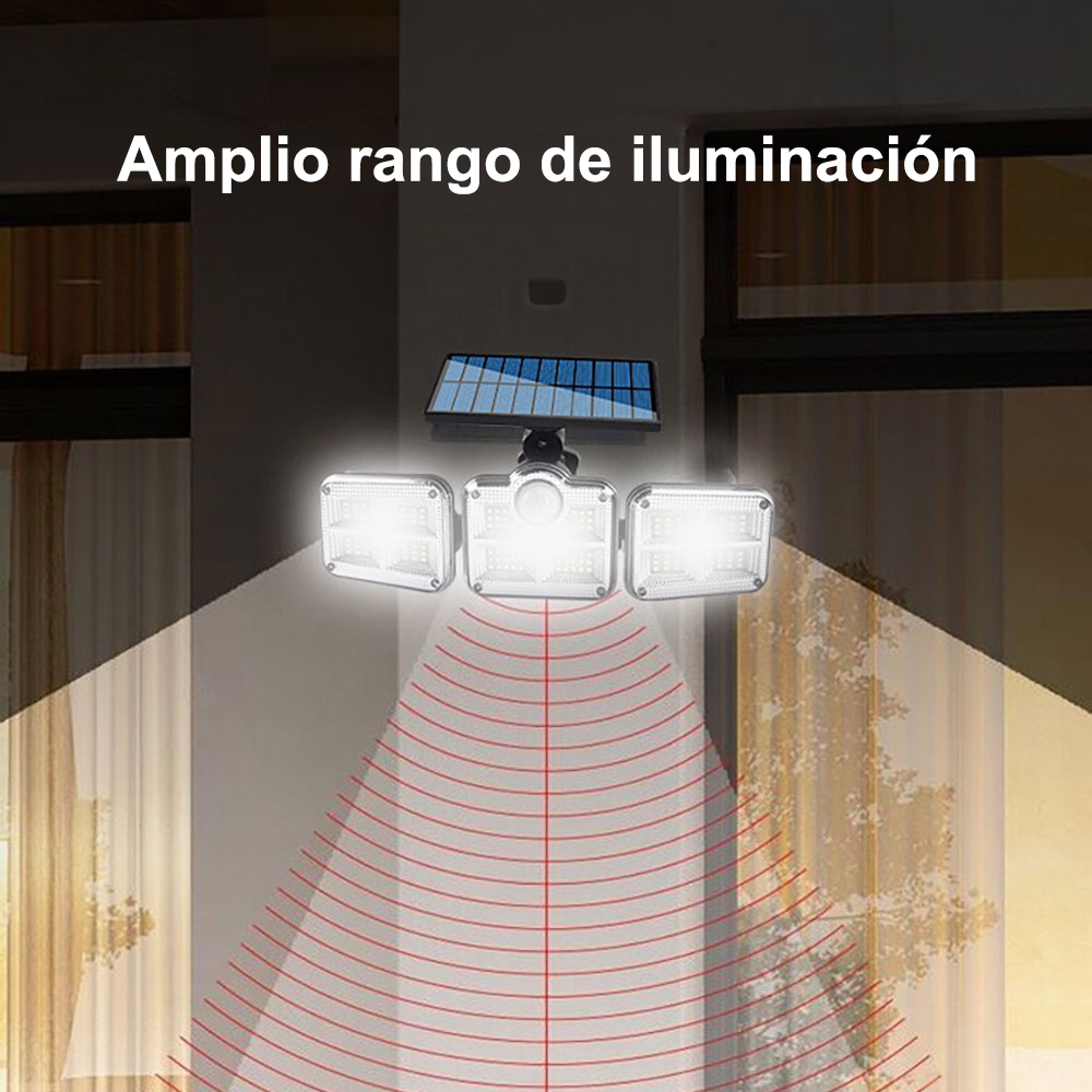 Luz LED con sensor solar, luz solar para exteriores, luz de pared para iluminación de caminos con sensor de movimiento, luz impermeable para jardín y patio, para escaleras y garaje.