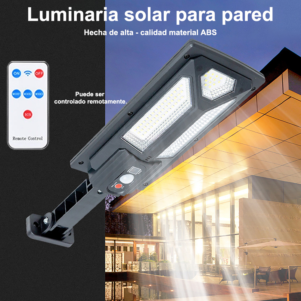 Luz solar para camino exterior, luz solar de pared con 3 modos, con control remoto, sensor de movimiento, adecuada para iluminación exterior en patio, jardín, patio, camino y acera.