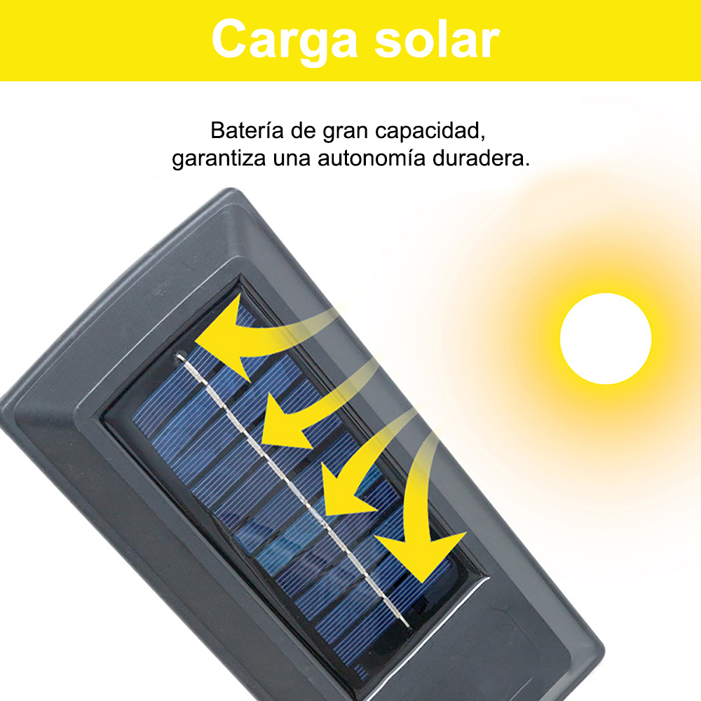 Luminaria solar para pared: impermeable, remoto incluido, instalación sencillísima，El sensor infrarrojo inteligente del cuerpo humano enciende la luz, adecuado para iluminación exterior en patios, jardines, patios, caminos y pasarelas.