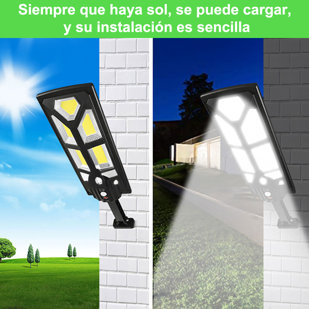 Luminaria solar para pared: impermeable, remoto incluido, instalación sencillísima，El sensor infrarrojo inteligente del cuerpo humano enciende la luz, adecuado para iluminación exterior en patios, jardines, patios, caminos y pasarelas.