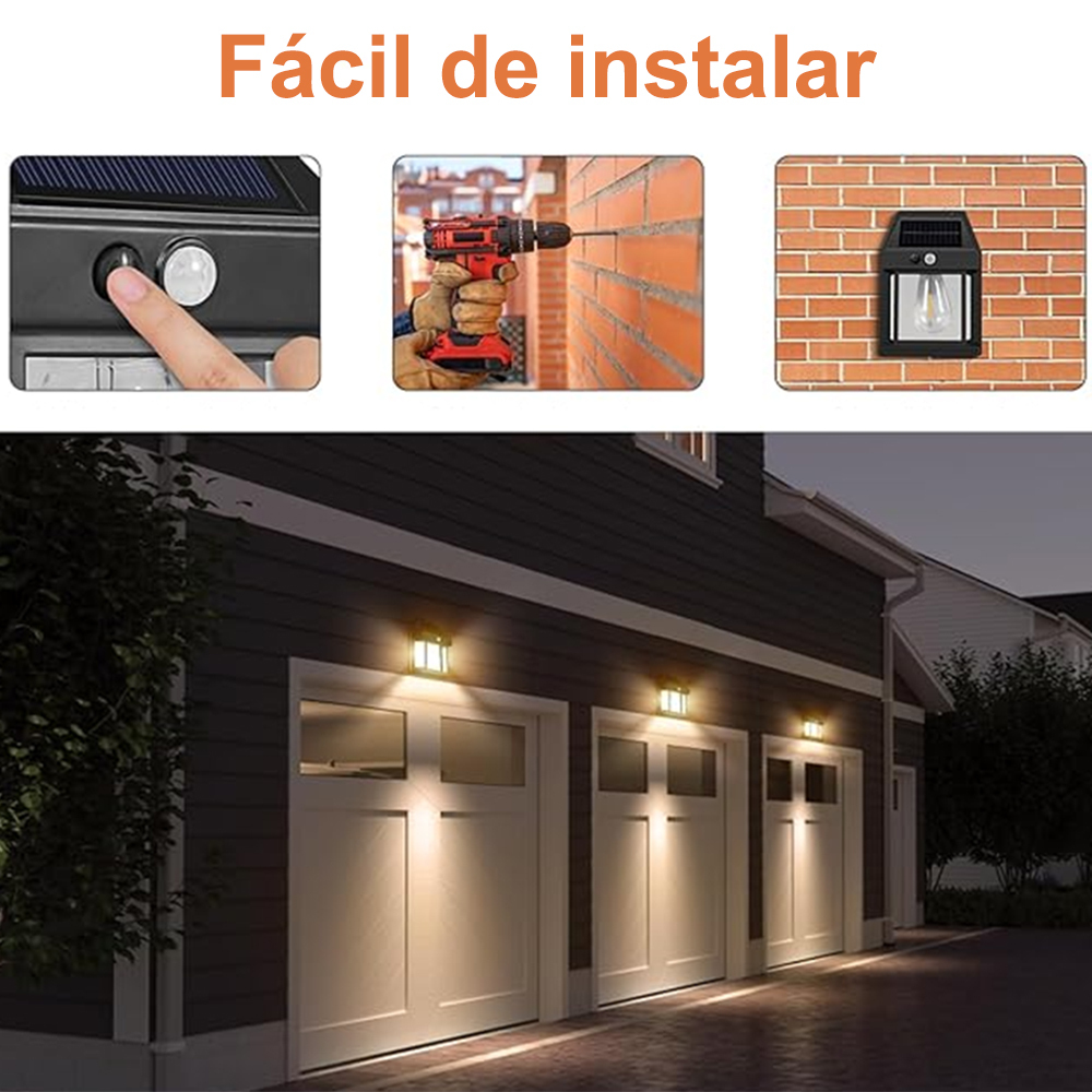 Farola solar, luz de pared para exteriores, luz solar de pared con 3 modos y sensor de movimiento, luz solar impermeable para exteriores, encendido y apagado automático para jardín, patio, jardín, césped y garaje.
