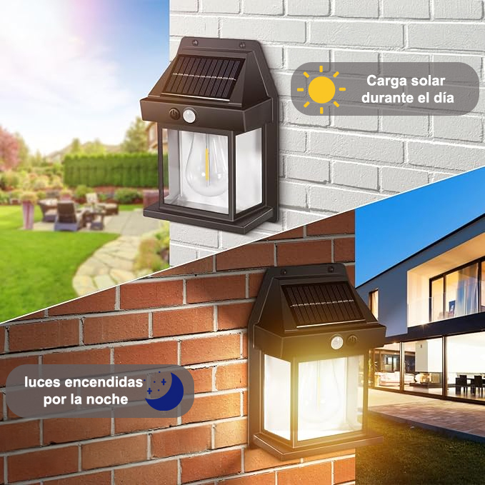 Farola solar, luz de pared para exteriores, luz solar de pared con 3 modos y sensor de movimiento, luz solar impermeable para exteriores, encendido y apagado automático para jardín, patio, jardín, césped y garaje.