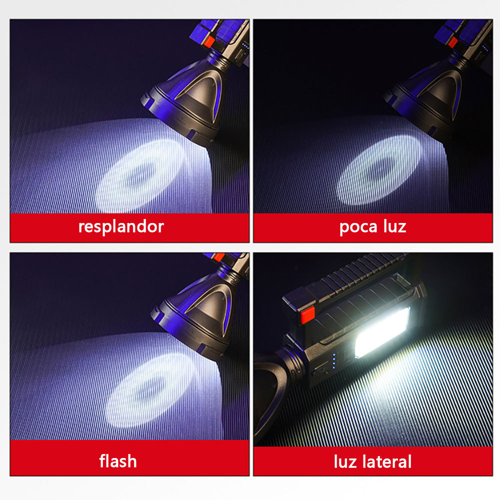 Linterna de Búsqueda Portátil con LED Recargable: 4 Modos de Iluminación Intensos, Ideal para Camping y Excursiones