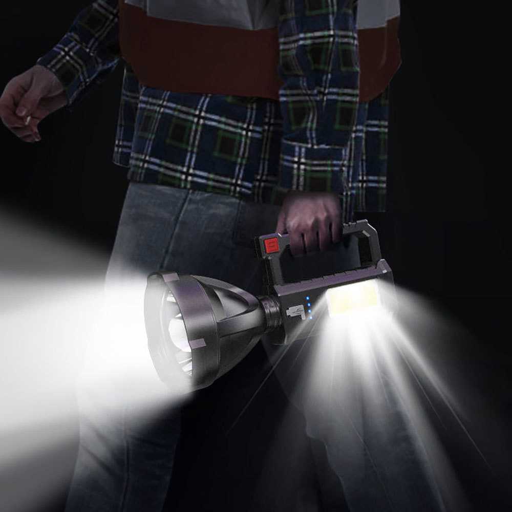 Linterna de Búsqueda Portátil con LED Recargable: 4 Modos de Iluminación Intensos, Ideal para Camping y Excursiones