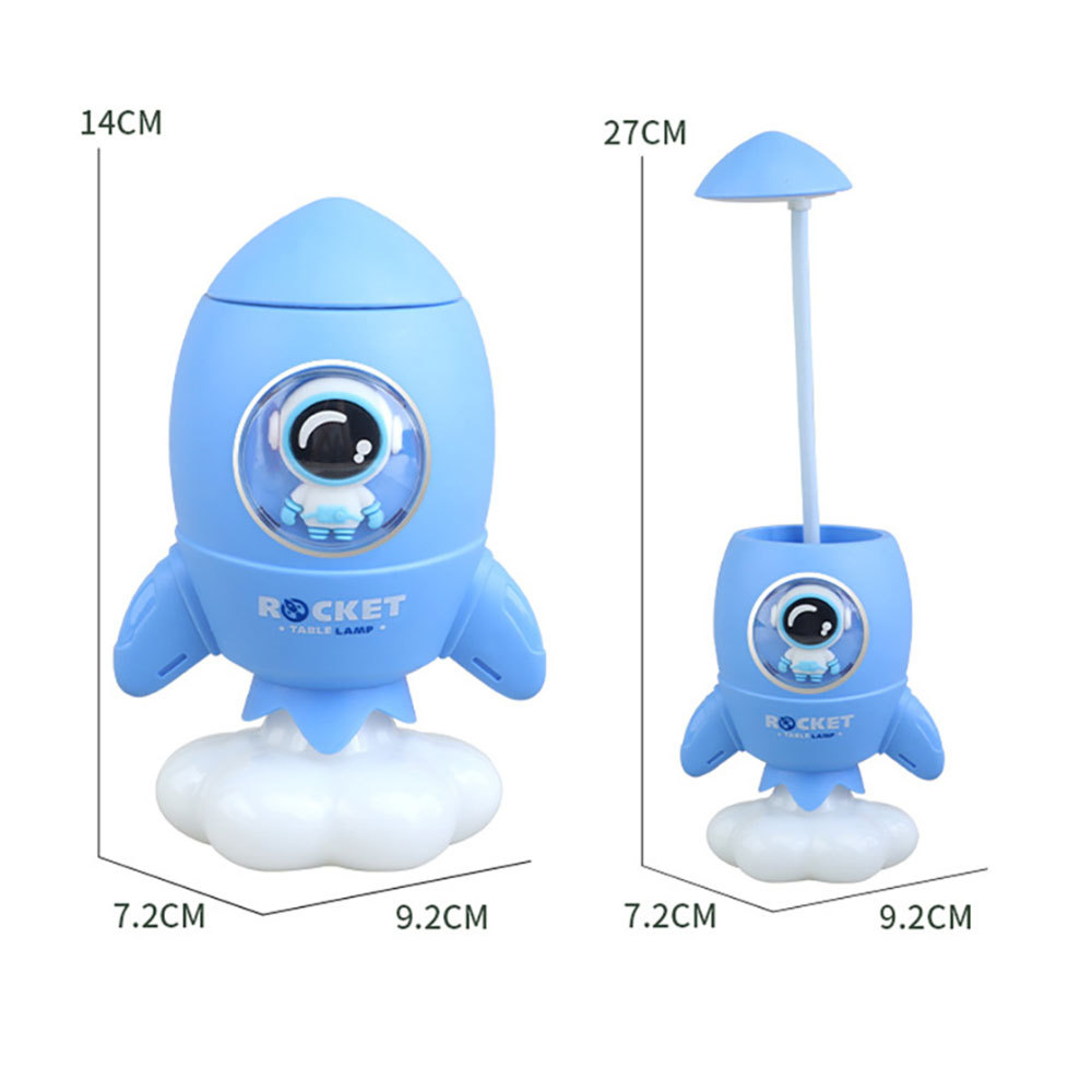 Lámpara escritorio dibujos animados para niños con portalápices, luz LED multifunción con modo cambio color, aprende a leer