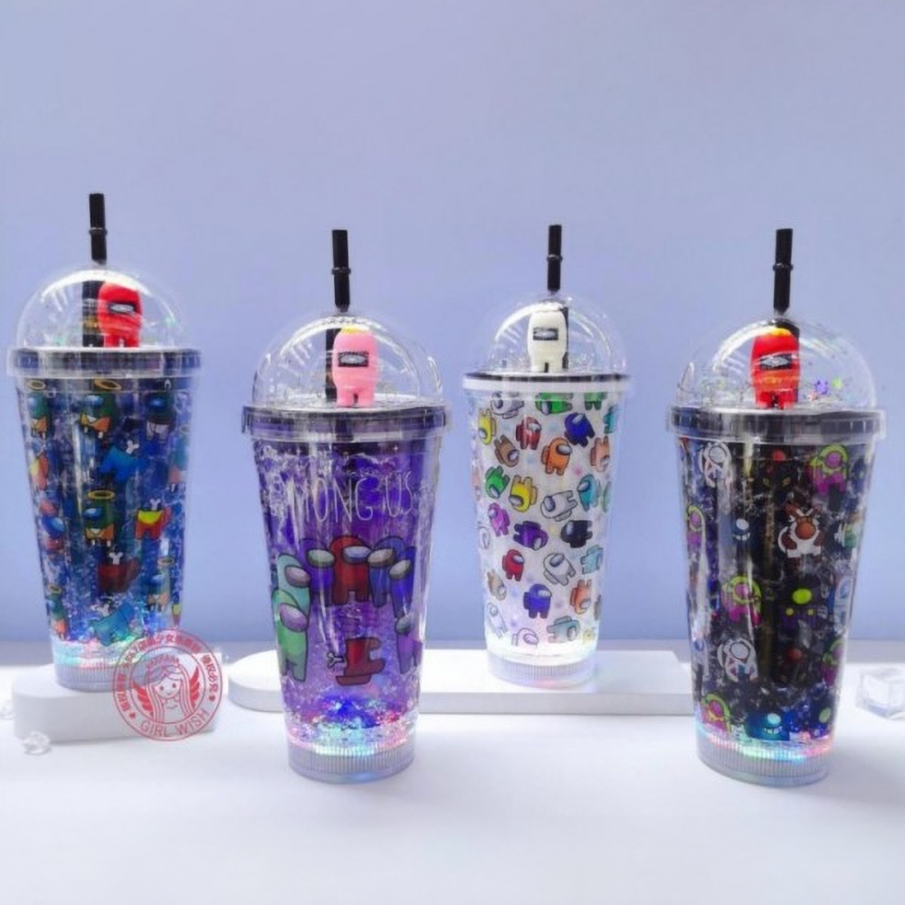 Vaso con pajita de 500 ml con tapa