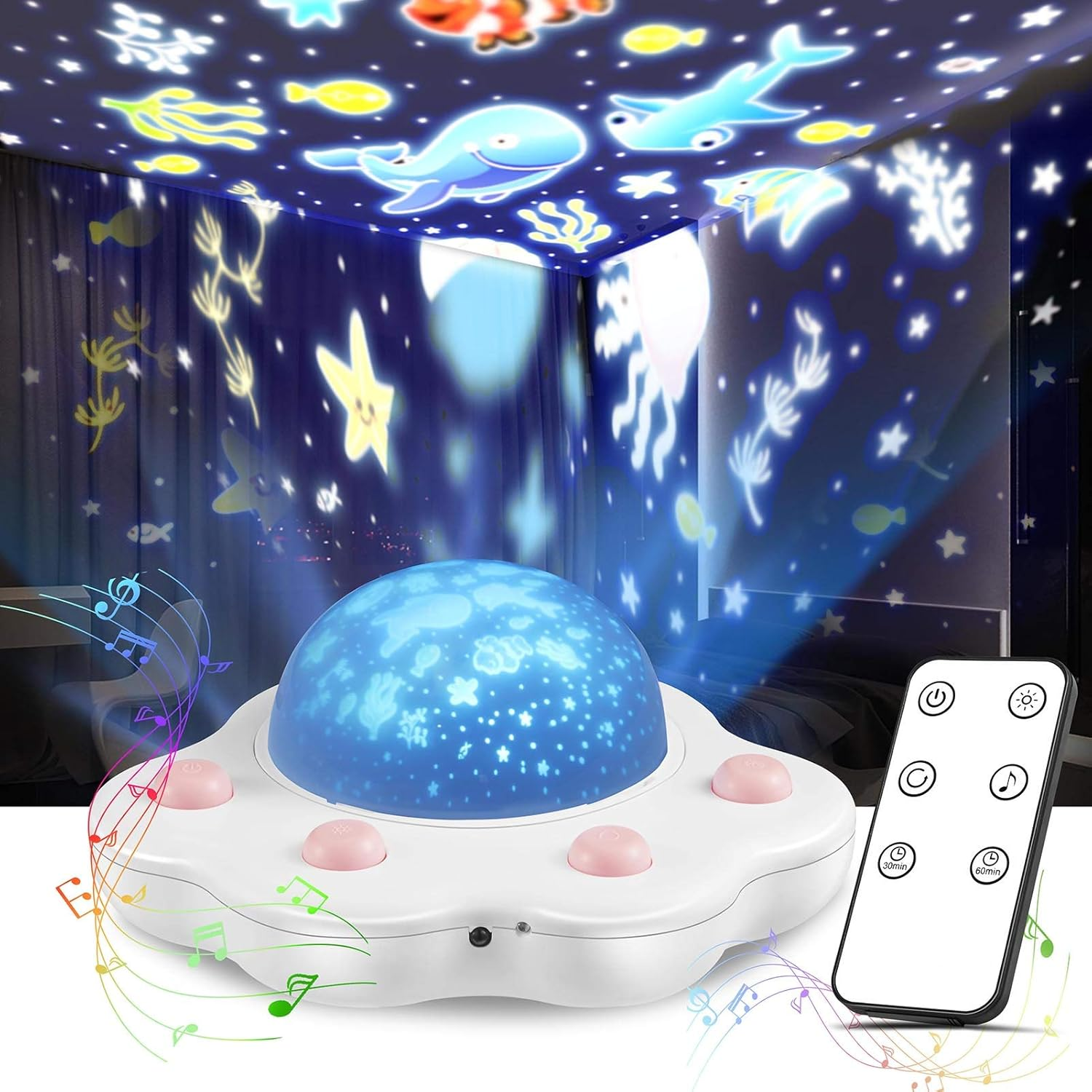 Proyector de luz nocturna de cielo estrellado para niños, luz nocturna con temática oceánica, regalo de cumpleaños